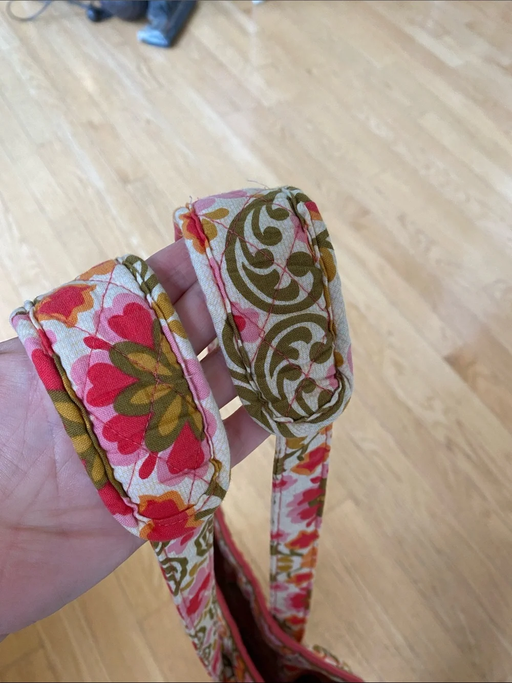 Vera Bradley Quilted Floral Tote in Pink, Orange & Olive - Picture 4 of 10